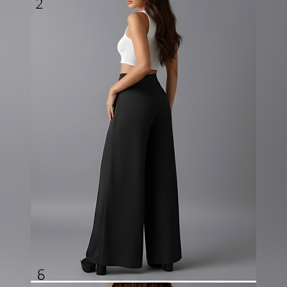Black High Waist Wide Leg Pants - Picture 4 of 8